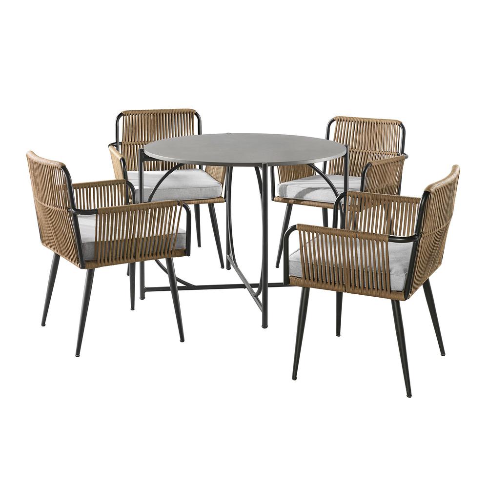 Alburgh All-Weather Outdoor Bistro Set with Four Rope Chairs and 30" H Bistro Table. The main picture.