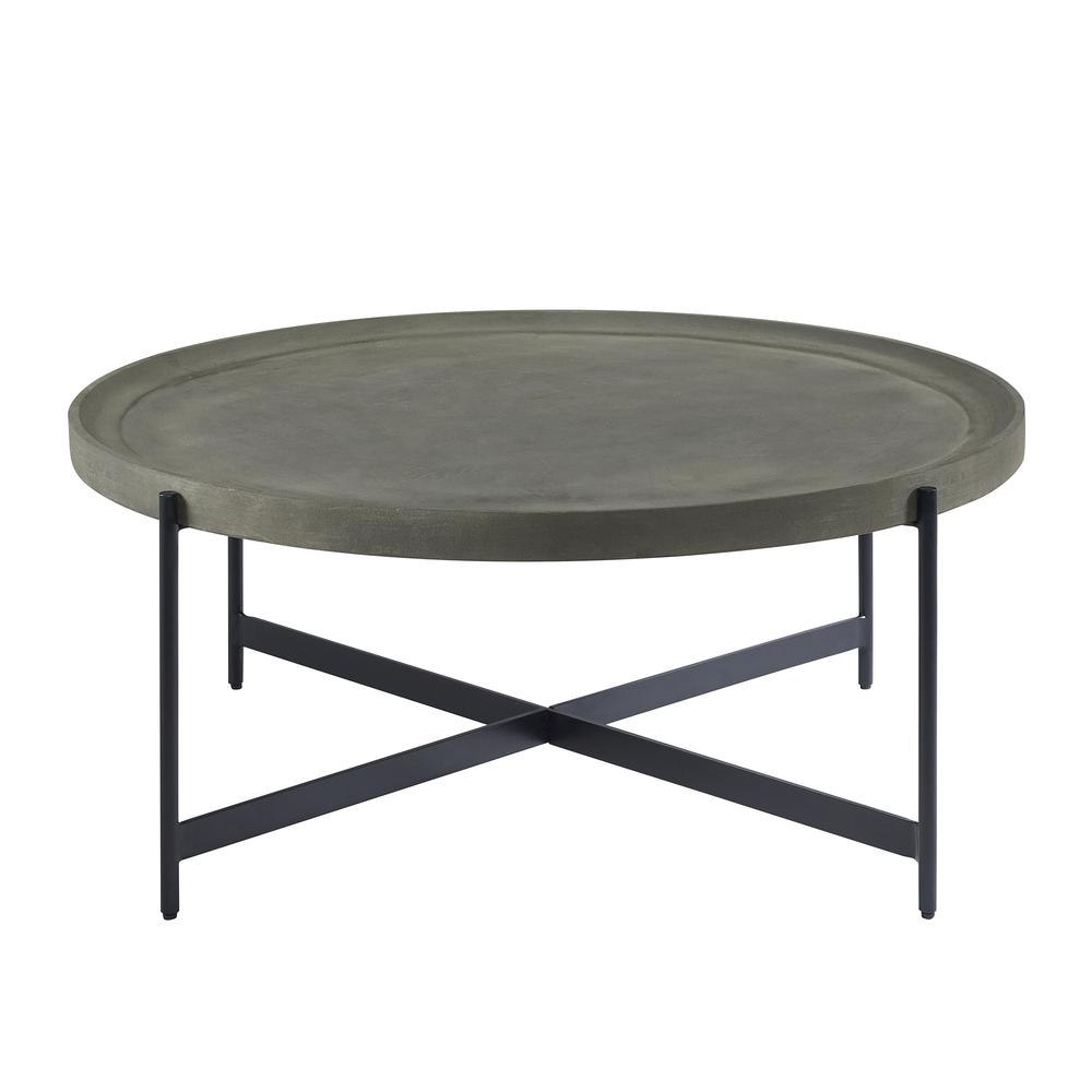 Brookline 42" Round Wood with Concrete-Coating Coffee Table. Picture 3