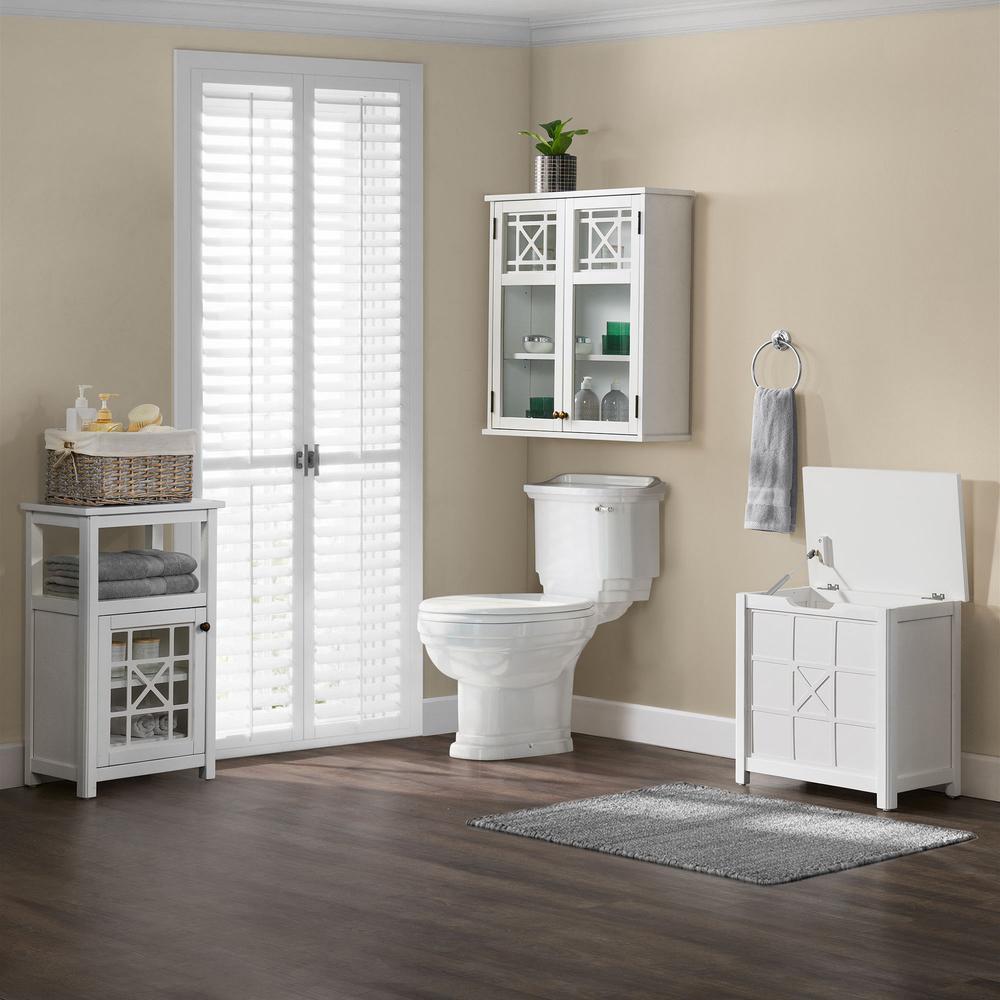 Derby 3-Piece Bathroom Set with Wall Mounted Bath Cabinet, Hamper, and Floor Cabinet. Picture 2