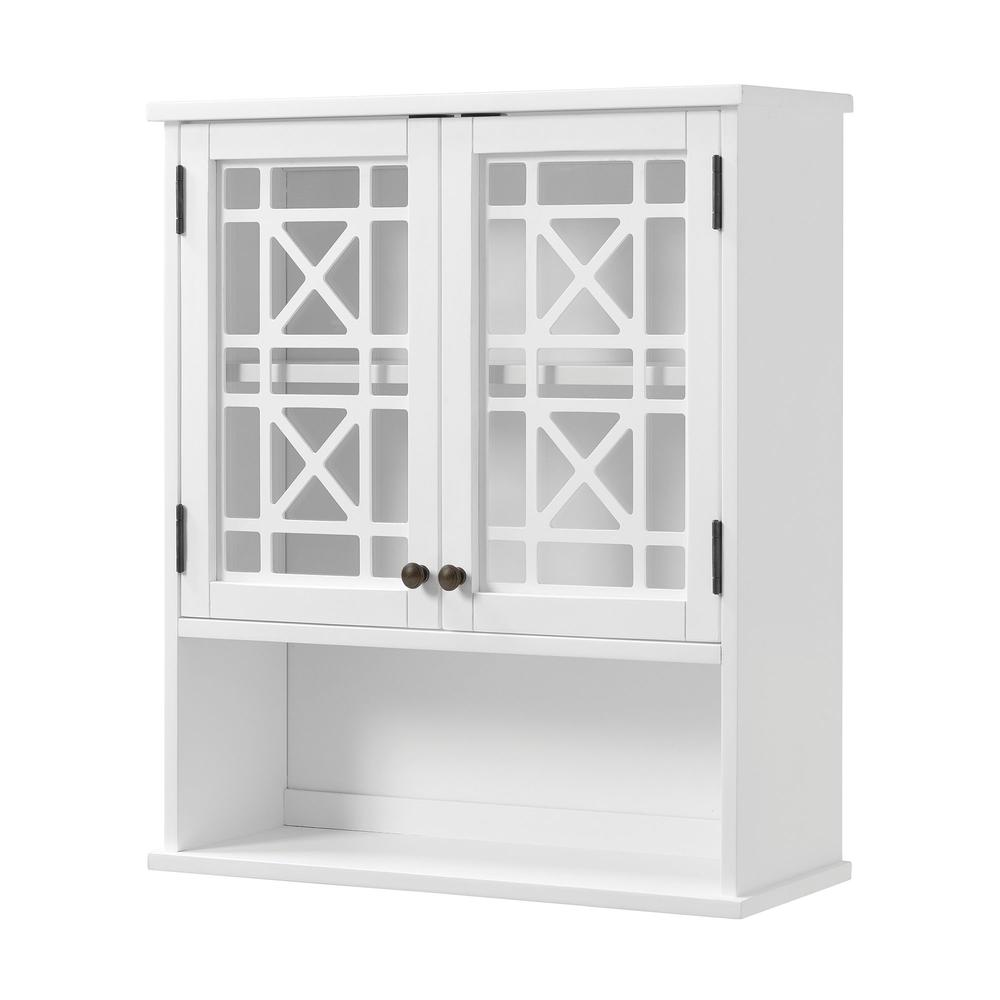 Derby 27"W x 29"H Wall Mounted Bath Storage Cabinet with Glass Cabinet Doors and Shelf. Picture 3