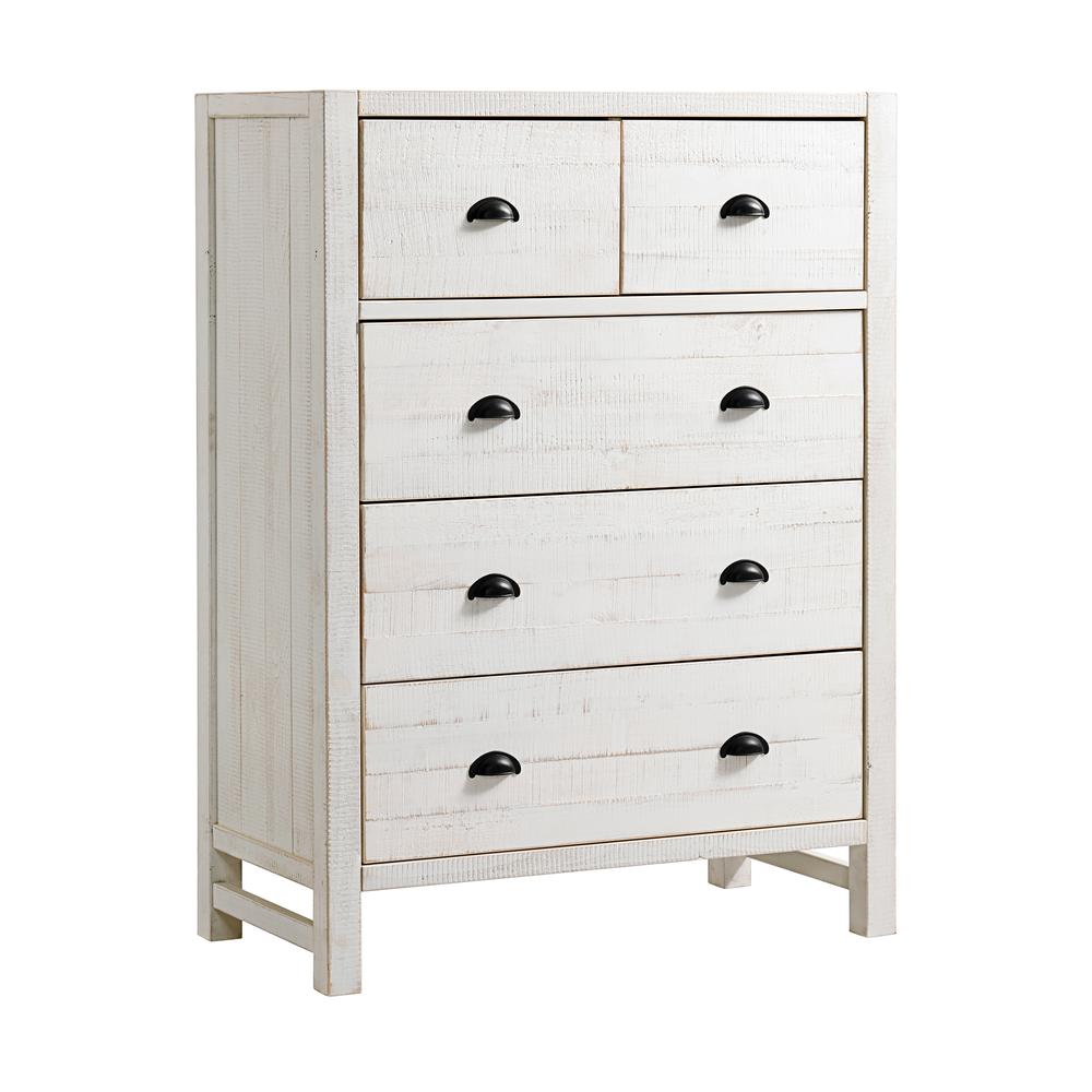 Windsor 5-Drawer Chest of Drawers, Driftwood White. Picture 1