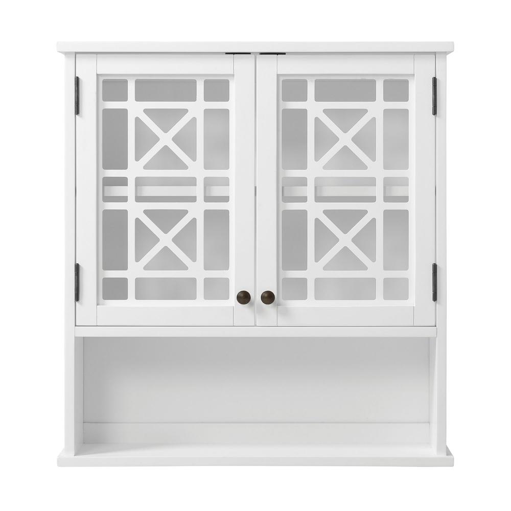 Derby 27"W x 29"H Wall Mounted Bath Storage Cabinet with Glass Cabinet Doors and Shelf. Picture 1