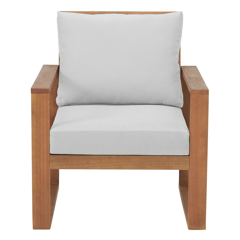 Weston Eucalyptus Wood Outdoor Chair with Gray Cushions. Picture 1