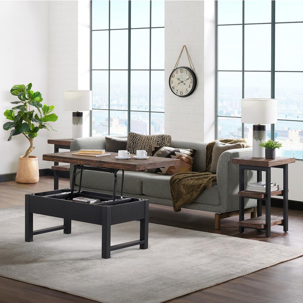 Pomona 3-Piece Living Room Set with 42"W Lift Top Coffee Table and Two End Tables with Shelves. The main picture.