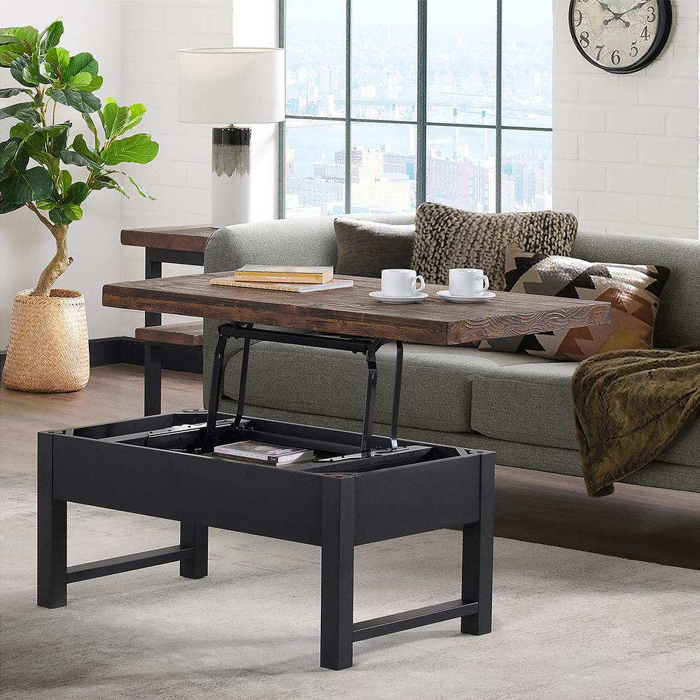 Pomona 3-Piece Living Room Set with 42"W Lift Top Coffee Table and Two End Tables with Shelves. Picture 10