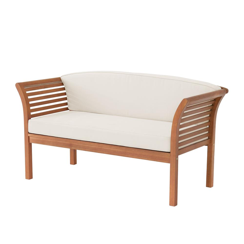 Stamford Eucalyptus Wood Outdoor Bench with Cushions. Picture 2