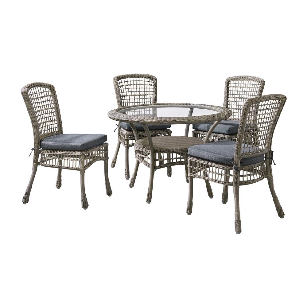 Carolina All-Weather Wicker Dining 5-Piece Dining Set with 42" Diameter Outdoor Dining Table and Four 37"H Chairs. Picture 2