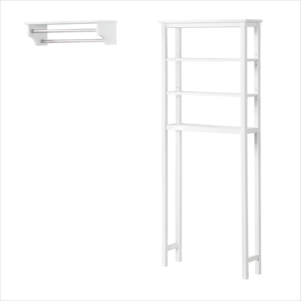 Dover Over Toilet Organizer with Open Shelving, Bathroom Shelf with 2 Towel Rods. Picture 1