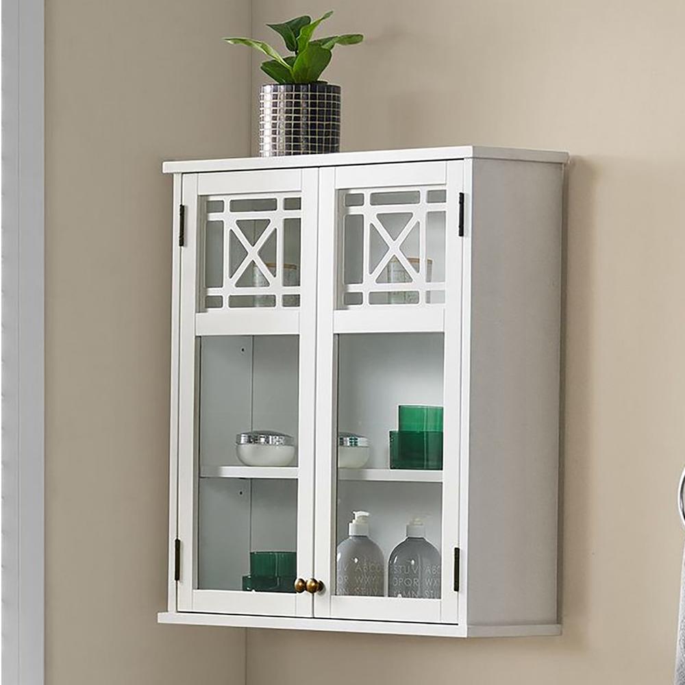 Derby 27"W x 29"H Wall Mounted Bath Storage Cabinet with Glass Cabinet Doors. Picture 3