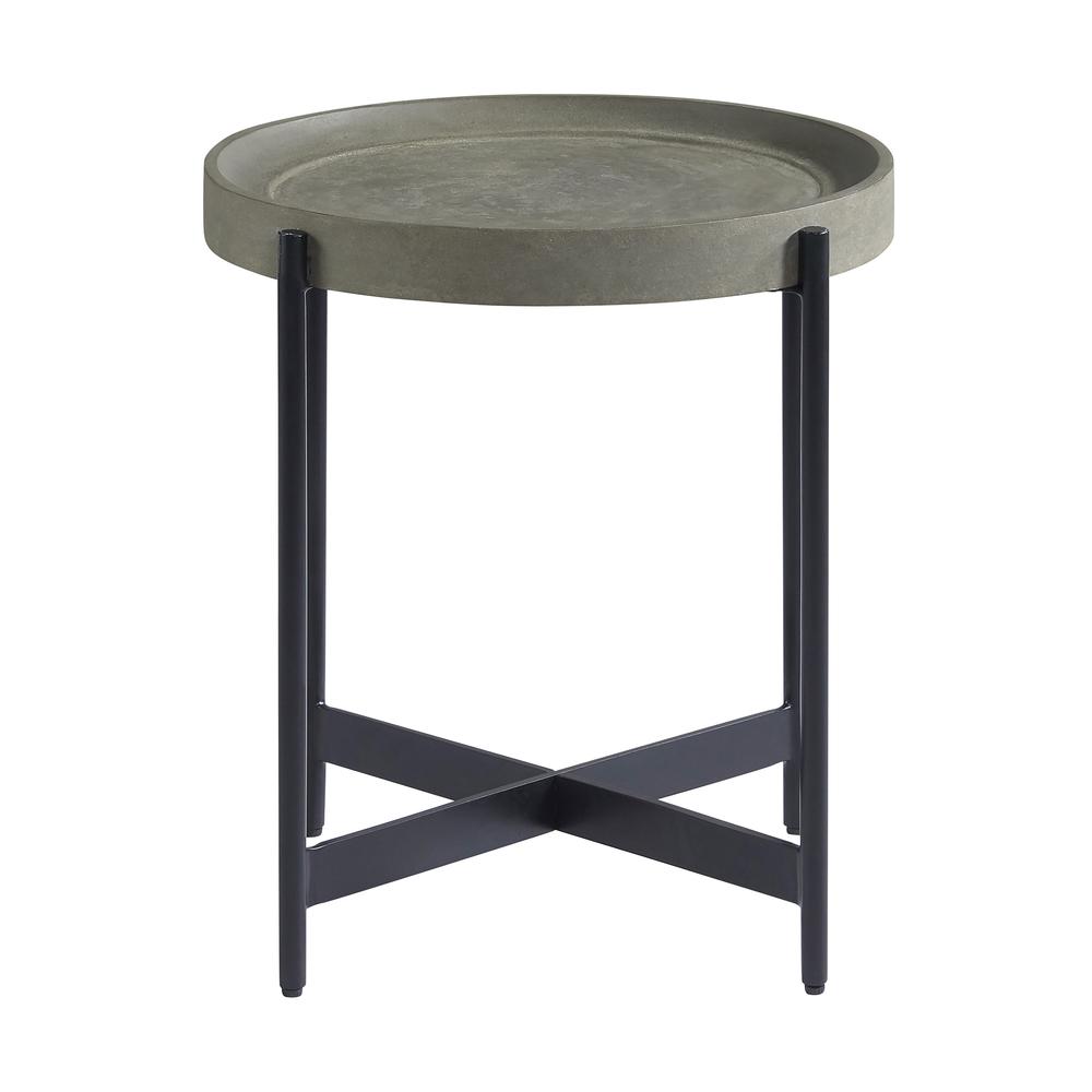 Brookline 20" Round Wood with Concrete-Coating End Table. Picture 2