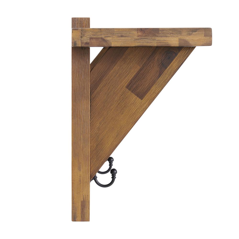 Bethel Acacia Wood 40"W Coat Hook with Shelf. Picture 4