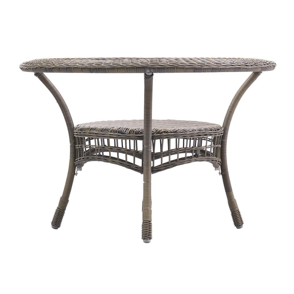 Carolina 42" Diameter All-Weather Wicker Outdoor Dining Table with Glass Top. Picture 4