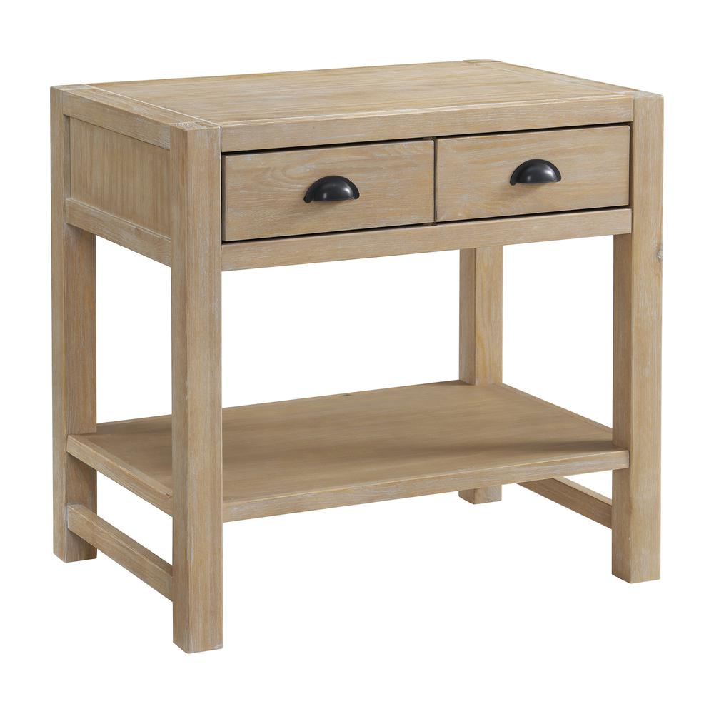 Arden 2-Drawer Wood Nightstand with Open Shelf. Picture 1