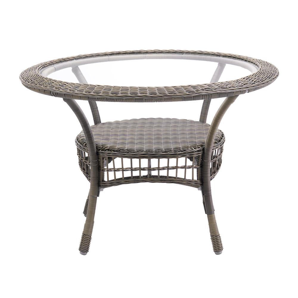 Carolina 42" Diameter All-Weather Wicker Outdoor Dining Table with Glass Top. Picture 2