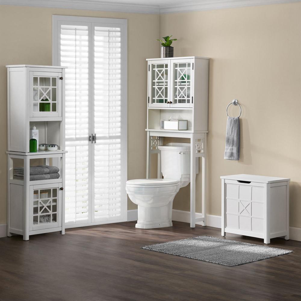 Derby 5-Piece Bathroom Storage Set with Over Toilet Shelf, Wall-Mounted  Cabinet, Hamper, Floor Cabinet, and Storage Hutch. Picture 2