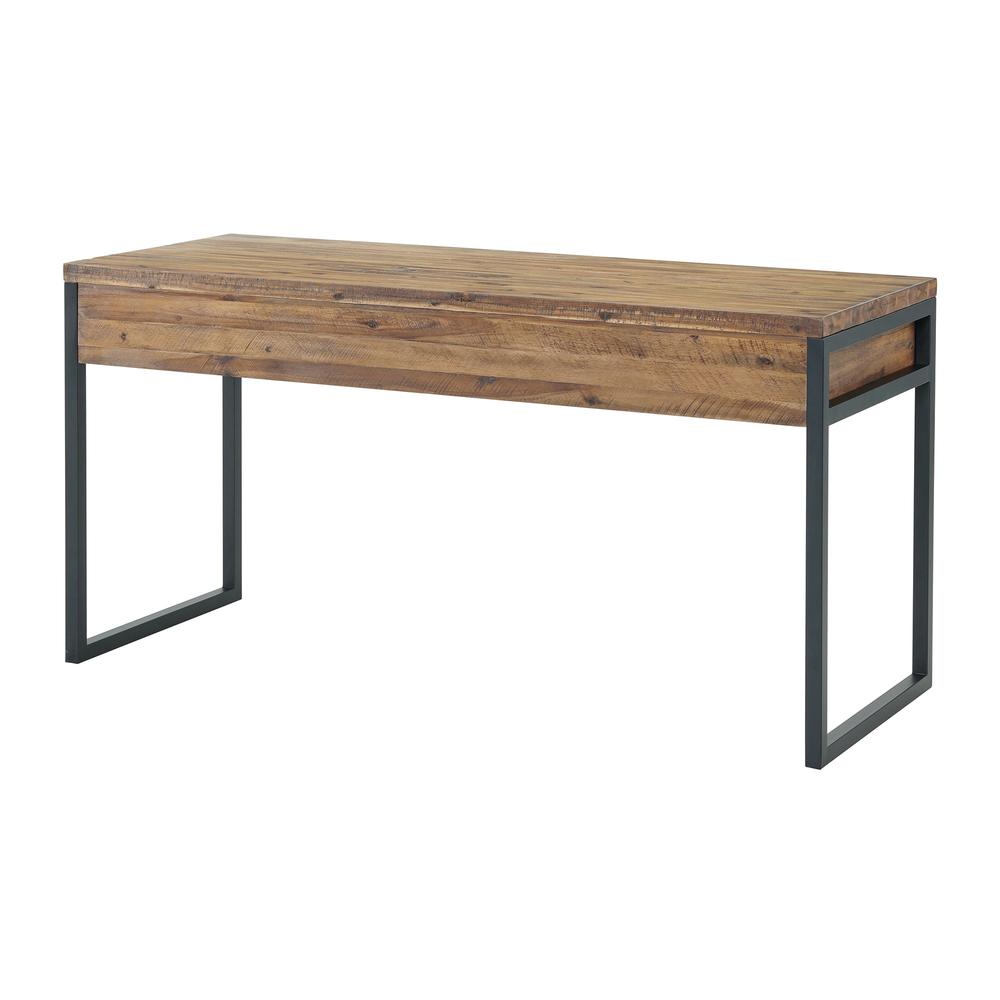Claremont 60"W Rustic Wood and Metal Desk. Picture 6
