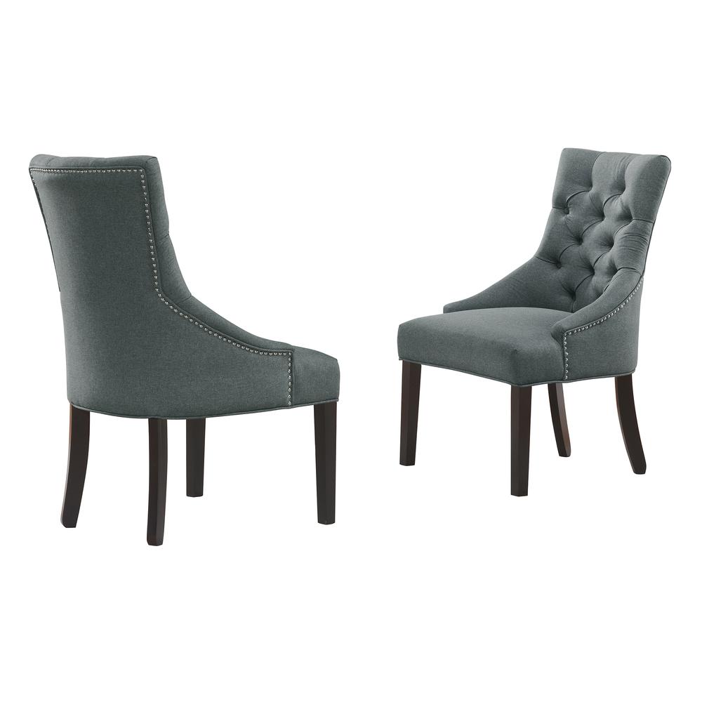 Haeys Tufted Upholstered Dining Chairs, Grey (Set of 2). Picture 1