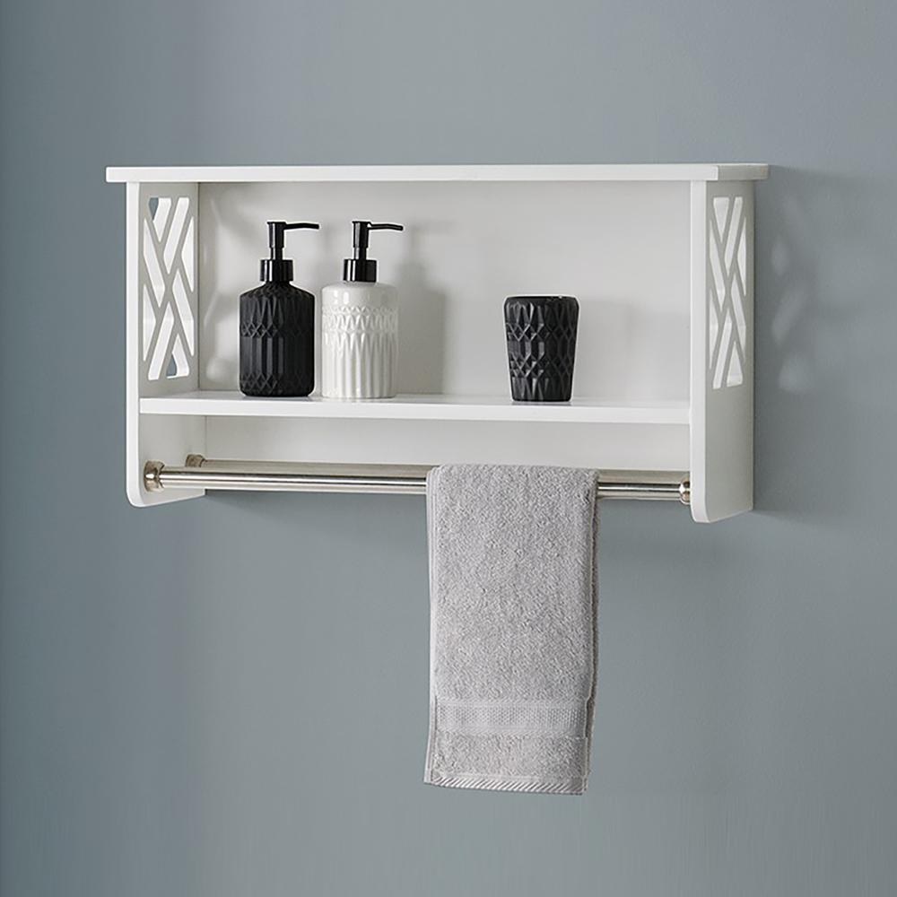 Coventry 25"W x 14"H Bath Shelf with Two Towel Rods. Picture 2