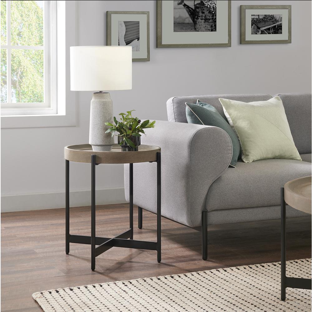 Brookline 20" Round Wood with Concrete-Coating End Table. Picture 3
