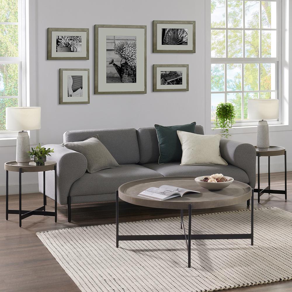 Brookline 3-Piece Living Room Set with 42" Round Coffee Table and Two 20" End Tables. Picture 2
