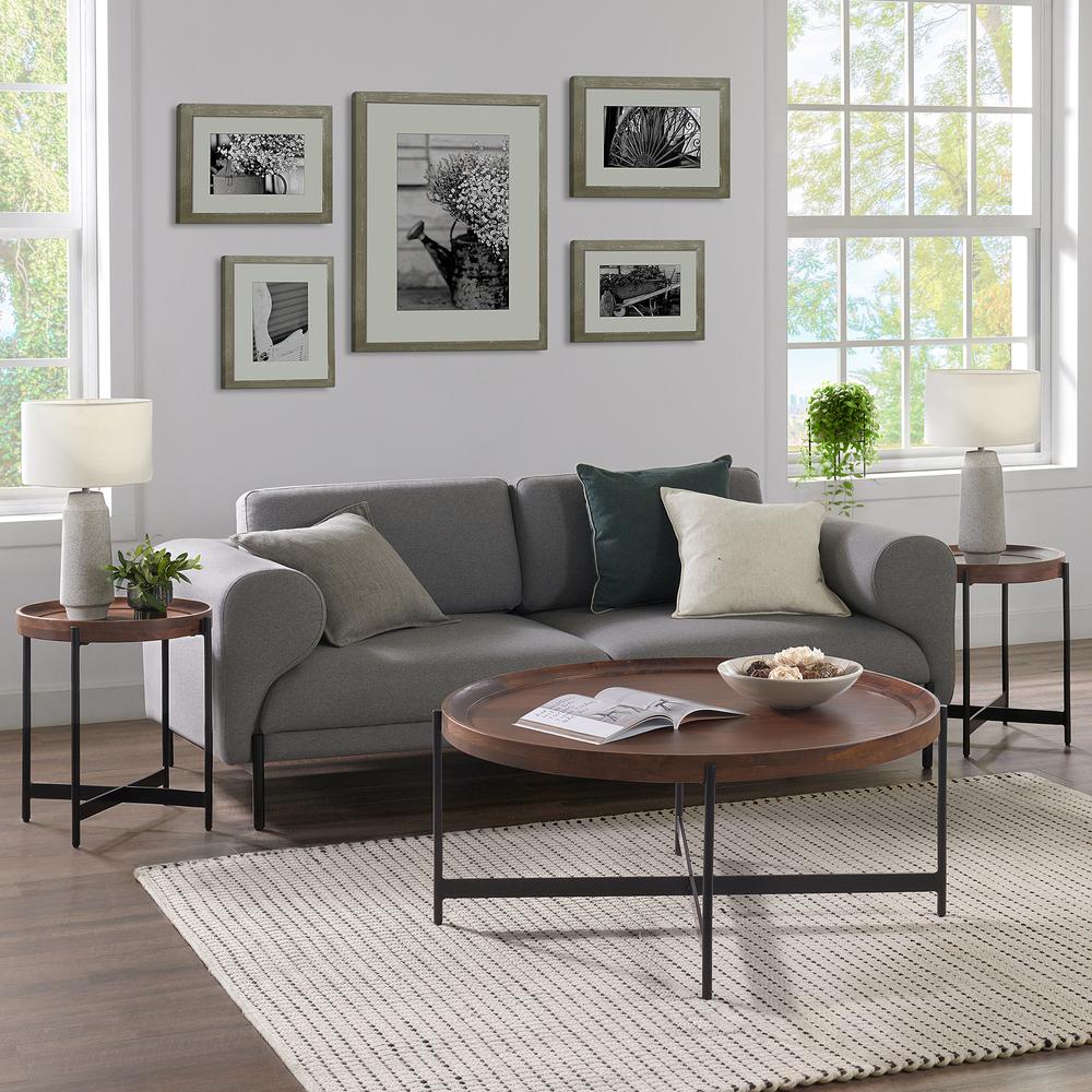 Brookline 3-Piece Living Room Set w/ 42" Round Coffee Table and Two 20" End Tables. Picture 3