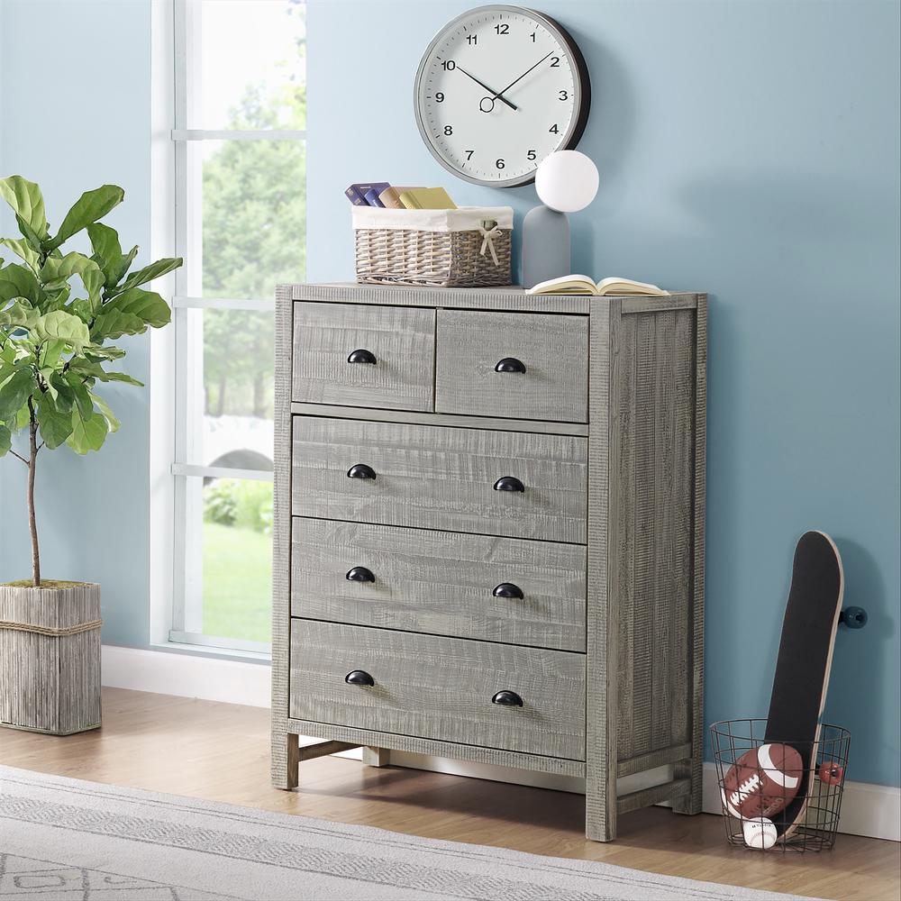 Windsor 5-Drawer Chest of Drawers, Driftwood Gray. Picture 2