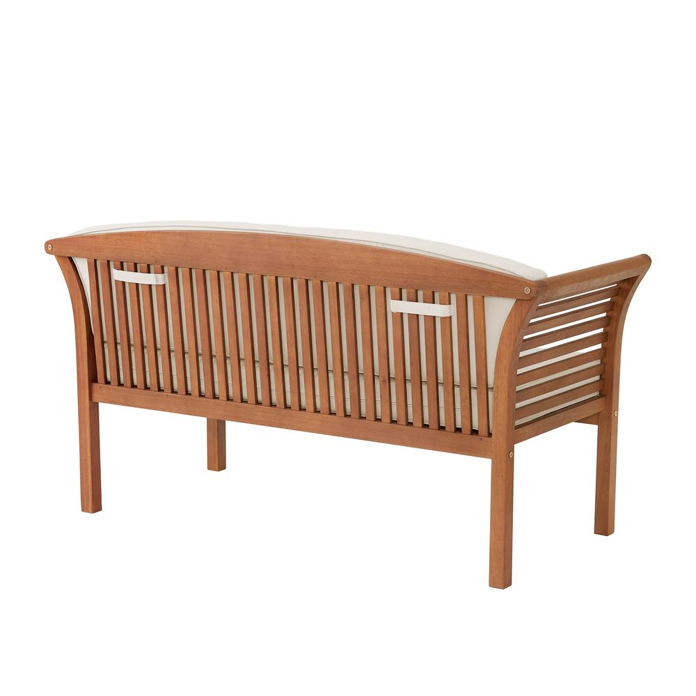 Stamford Eucalyptus Wood Outdoor Bench with Cushions. Picture 4
