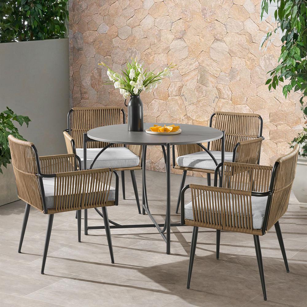 Alburgh All-Weather Outdoor Bistro Set with Four Rope Chairs and 30" H Bistro Table. Picture 2