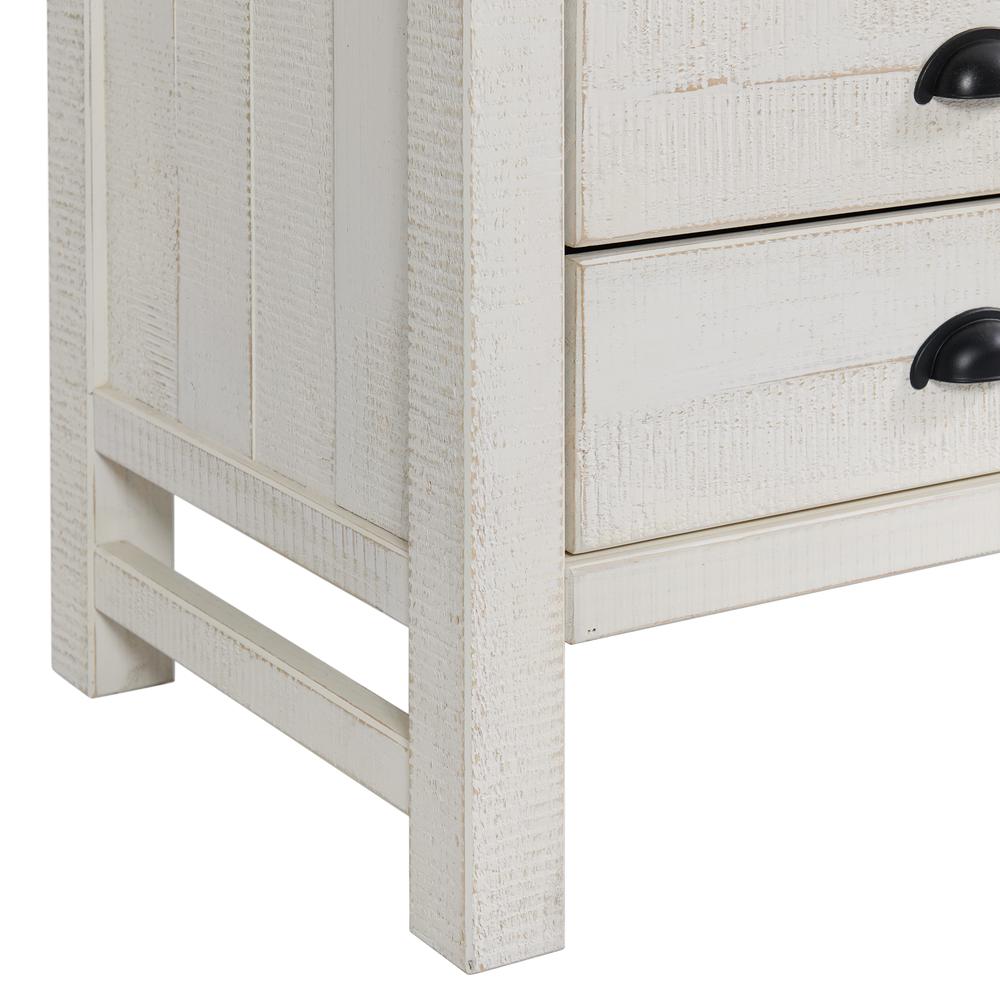Windsor 2-Drawer Wood Nightstand, Driftwood White. Picture 4