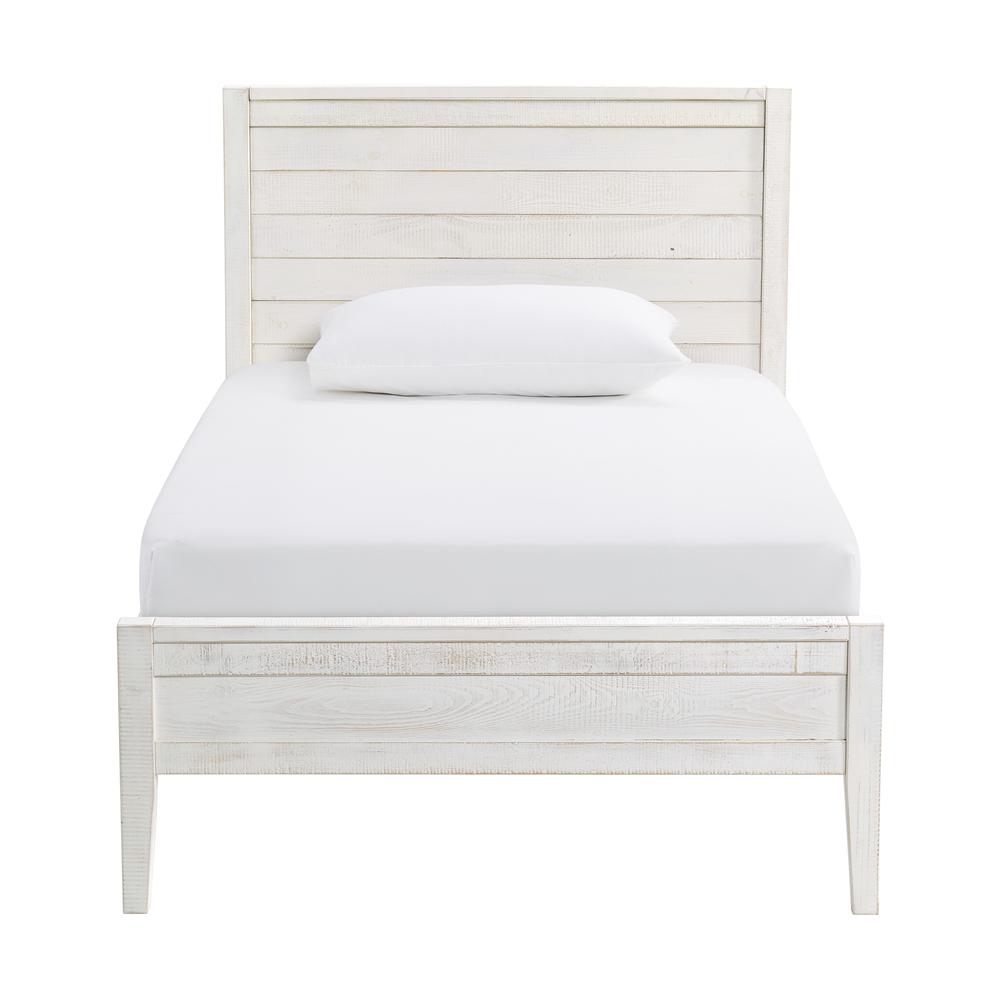 Windsor4-Piece Bedroom Set with Panel Twin Bed, 2 Nightstands, and 5-Drawer Chest, White. Picture 6