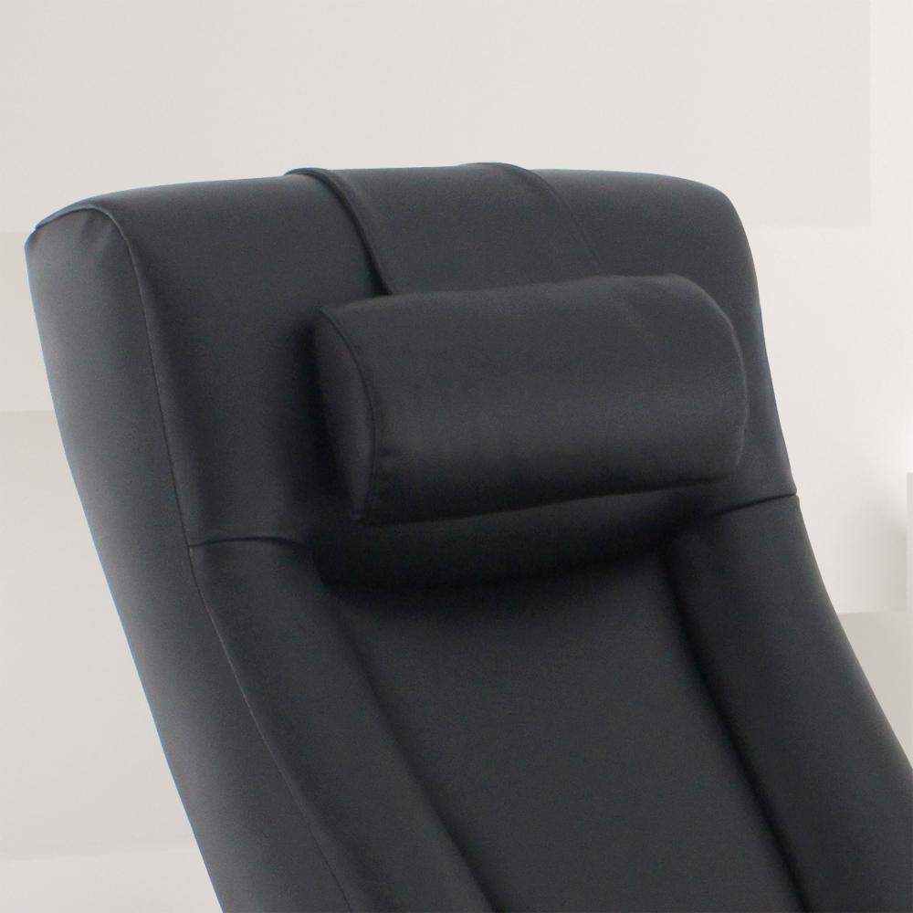 Relax-R™ Hamilton Recliner and Ottoman with Pillow in Black Top Grain Leather. Picture 2