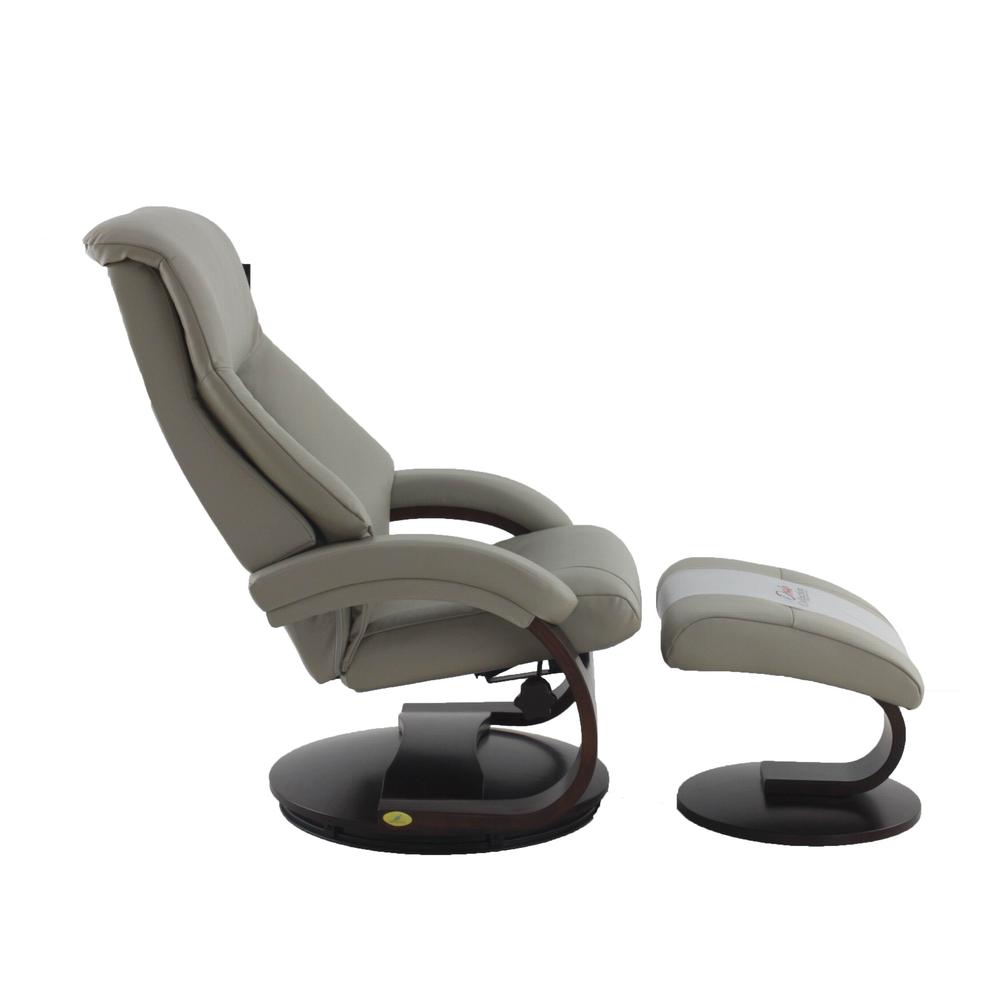 Relax-R™ Montreal Recliner and Ottoman with Pillow in Putty Top Grain Leather. Picture 3