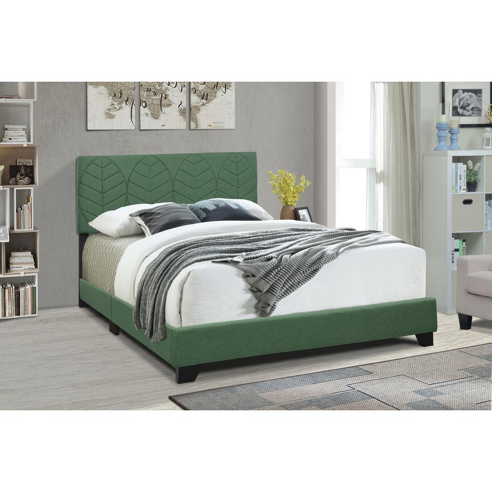 All-In-One Upholstered King Bed, Kelly Green. Picture 1