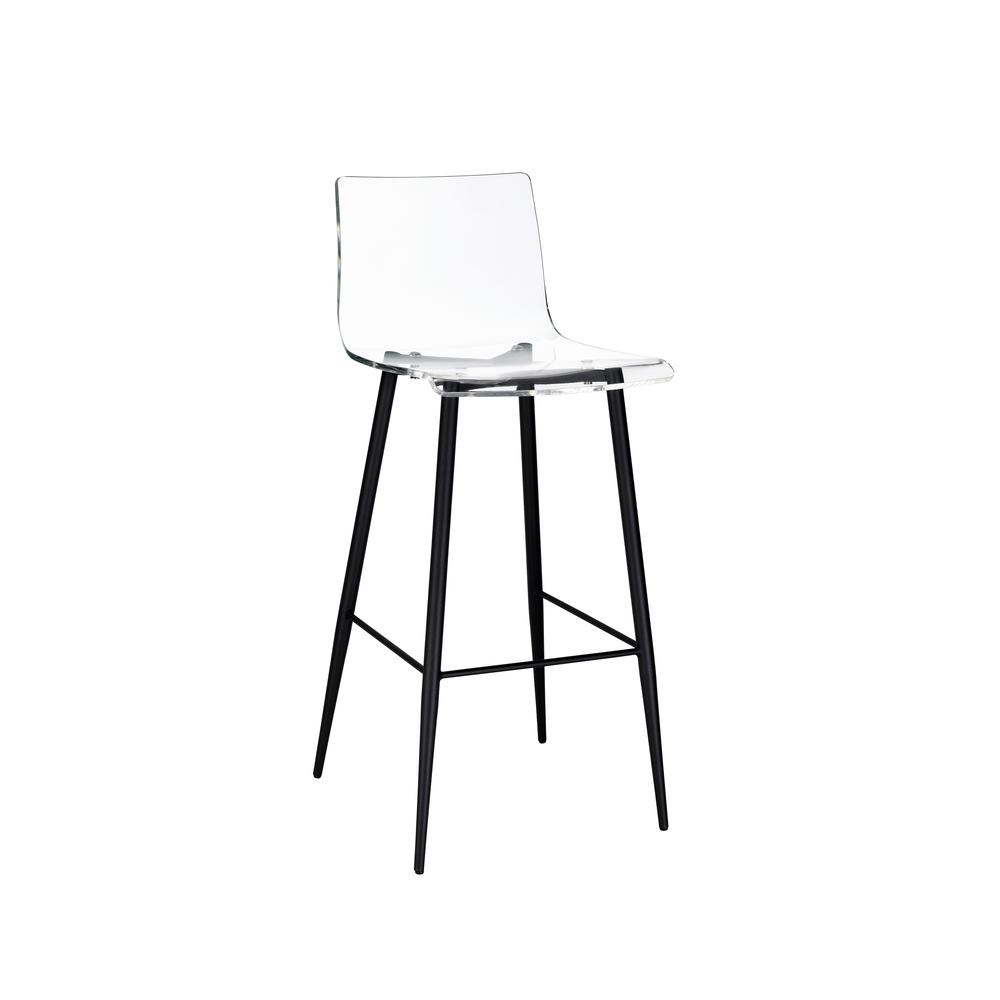 Acrylic Bar Stool, Clear Acrylic/White. Set of 2. Picture 2