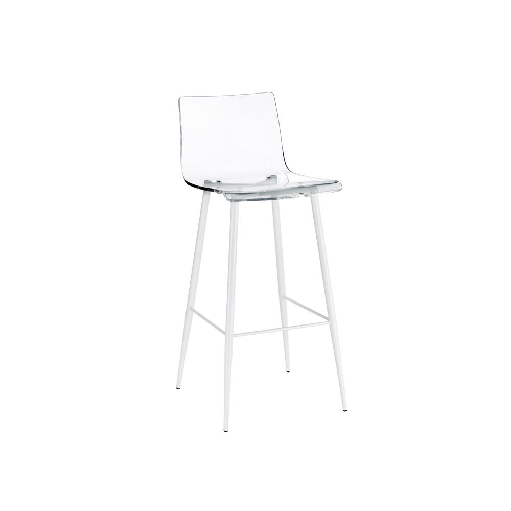 Acrylic Bar Stool in Clear Acrylic/White color. Set of 2. Picture 2