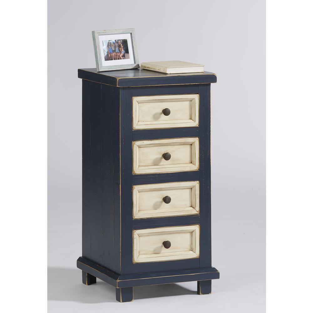 4 Drawer Chairside Table - Navy- A750-69N. Picture 1
