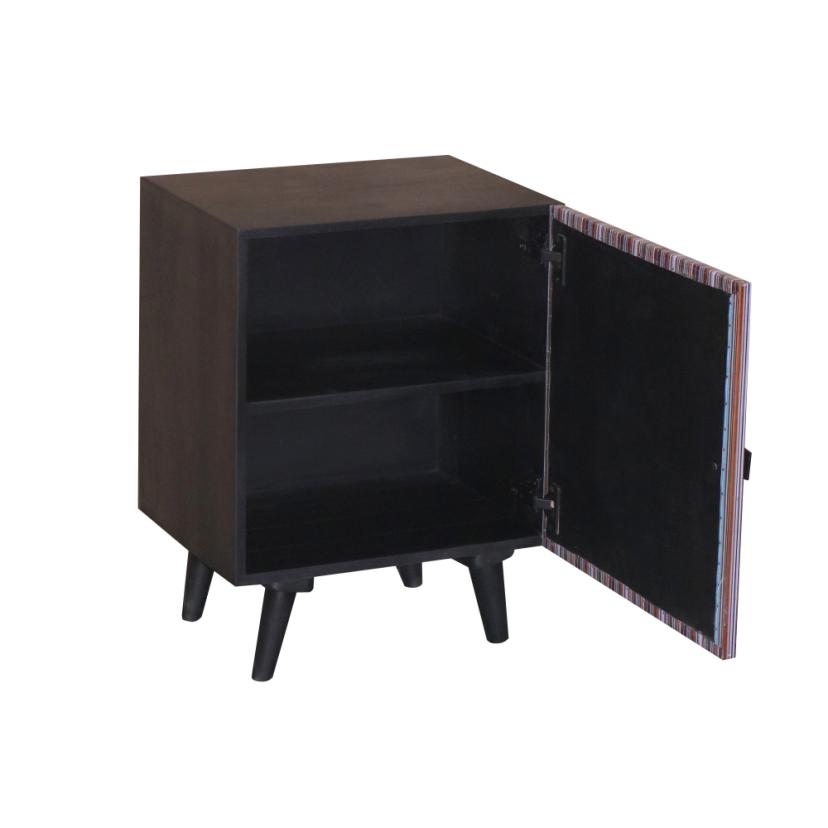 Nightstand- 1 Cabinet - Black/Multi. Picture 5
