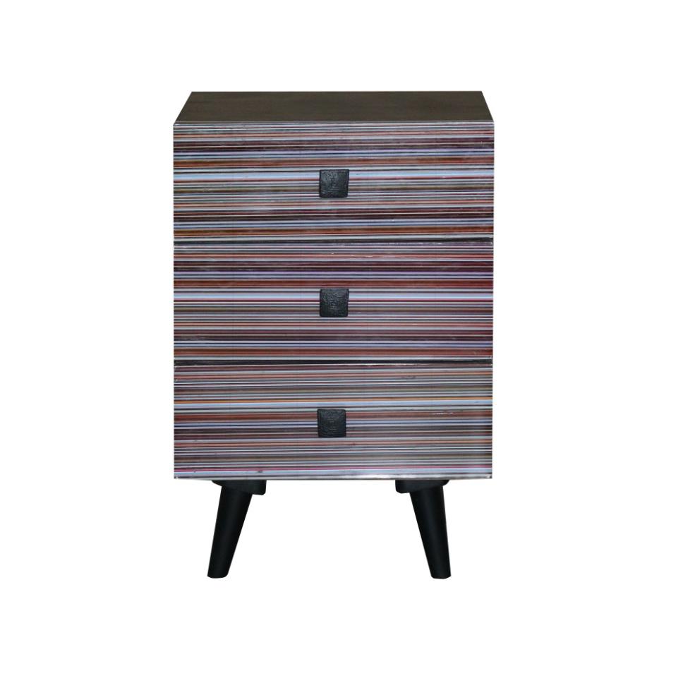Nightstand- 3 Drawers - Black/Multi. Picture 6