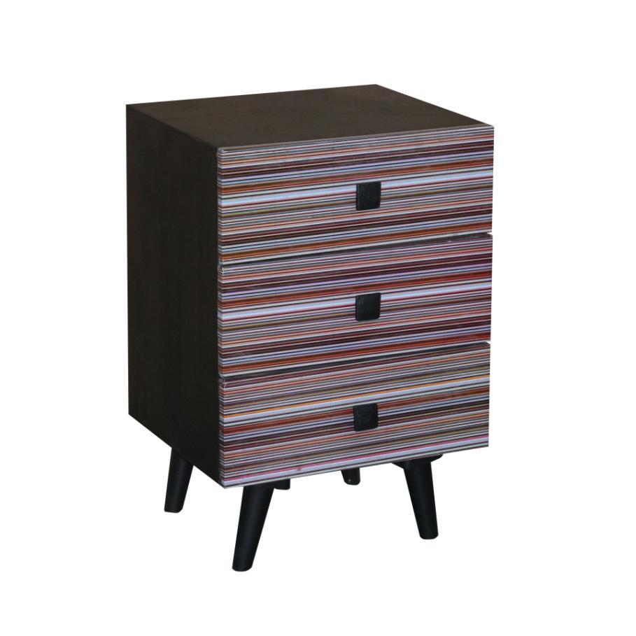 Nightstand- 3 Drawers - Black/Multi. Picture 2