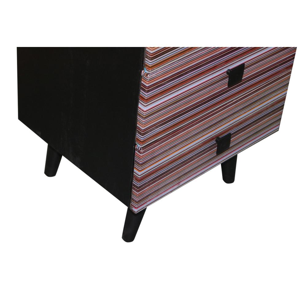 Nightstand- 3 Drawers - Black/Multi. Picture 4