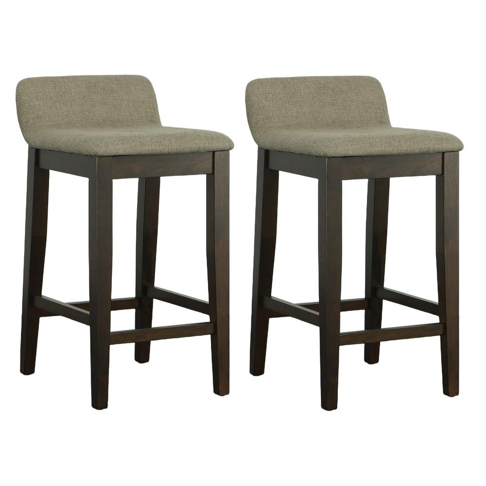 Upholstered Counter Stool -2/CTN, Java/ Charcoal Gray Fabric. Picture 2