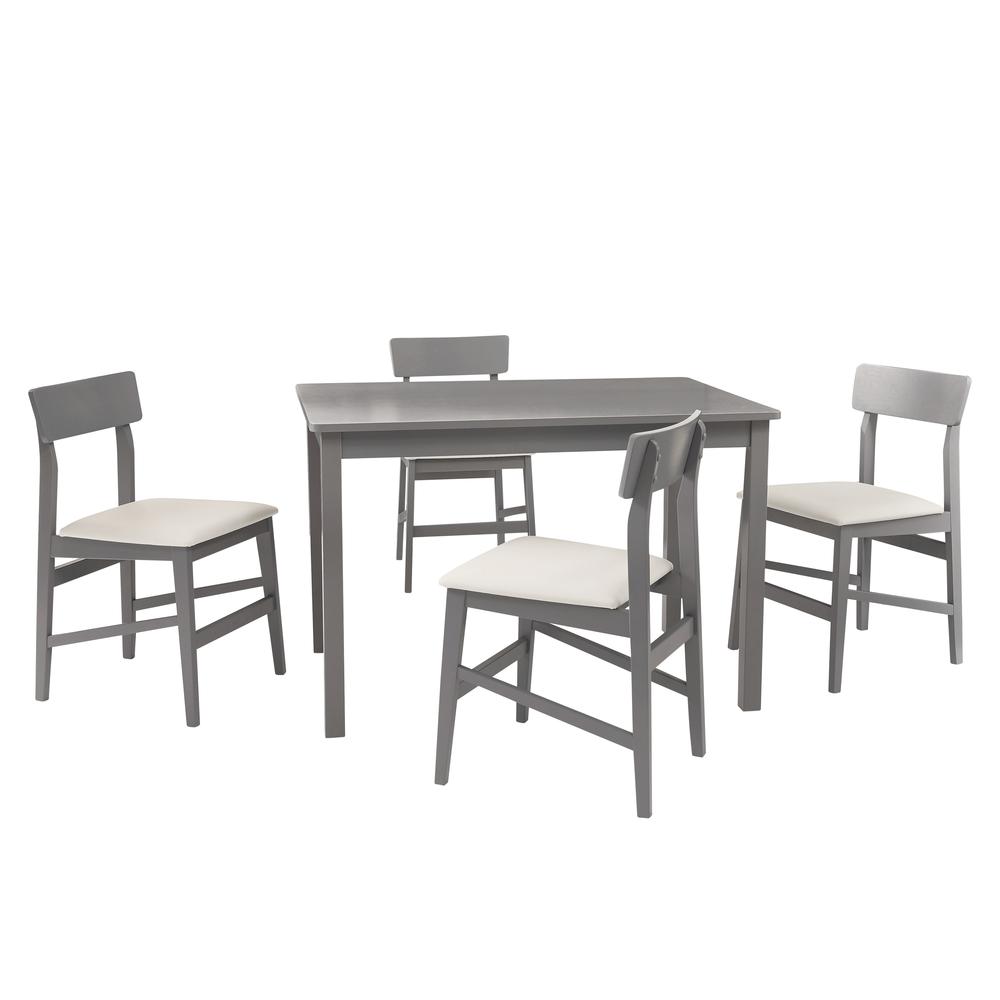 5 Piece Set, Dining Table W/ 4 Chairs - Gray. Picture 1