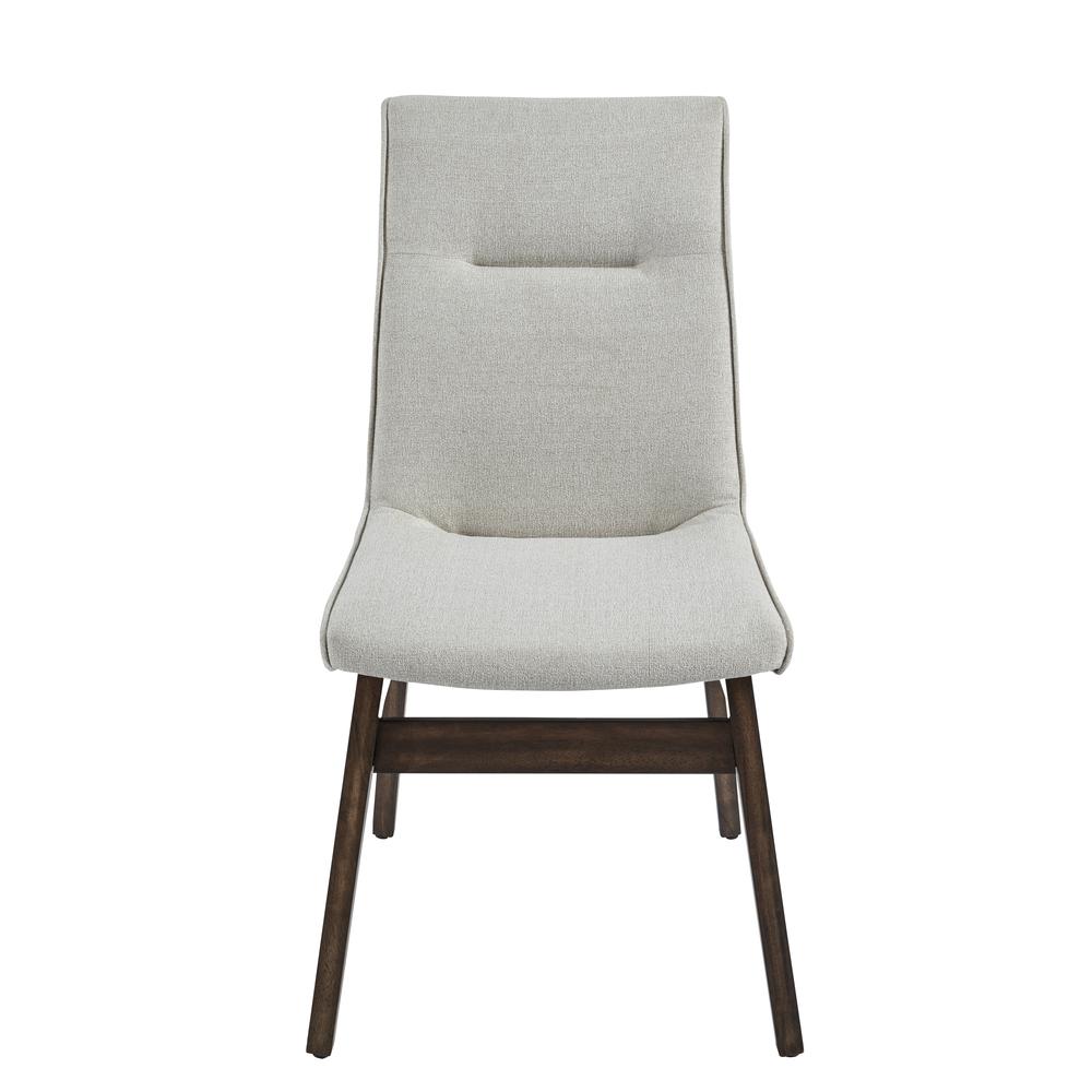 Upholstered Dining Chairs, Set of 2, Walnut Brown/Eggshell White Fabric. Picture 2
