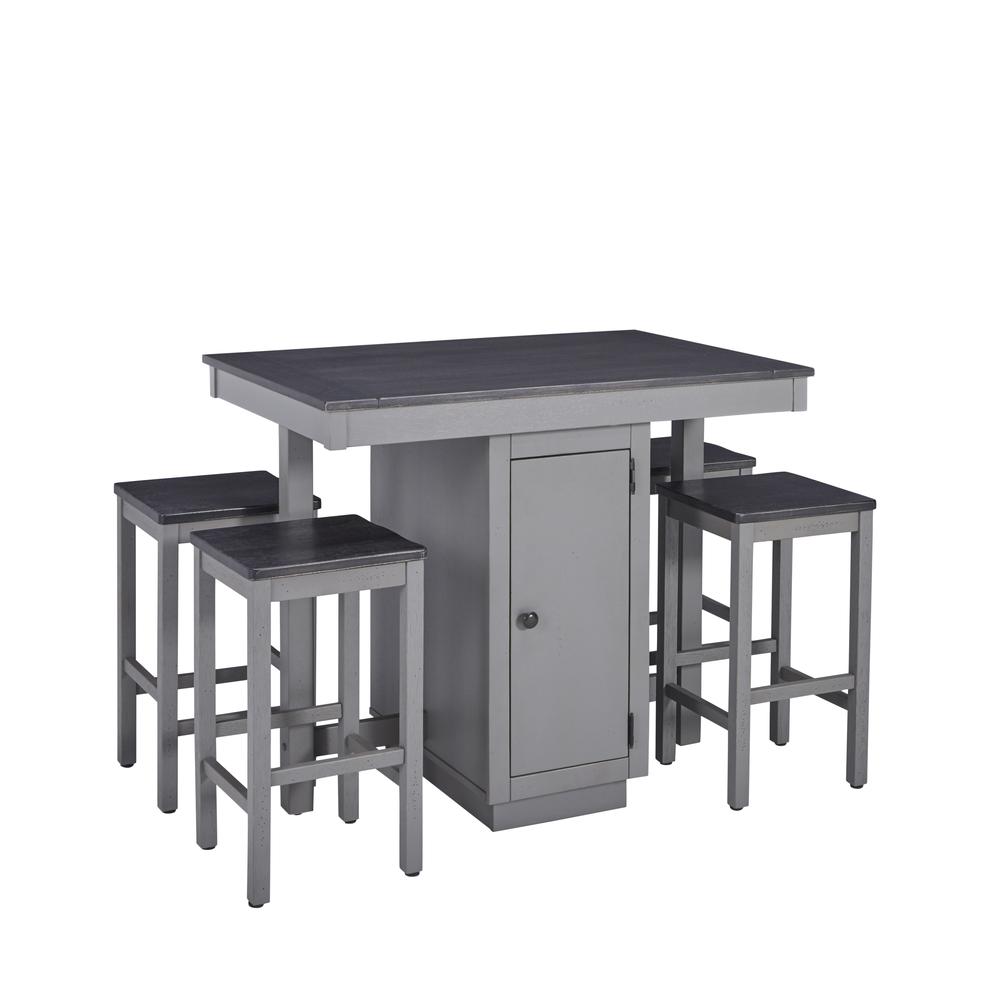 Counter Table W/4 Stools, Gray Flannel. Picture 1