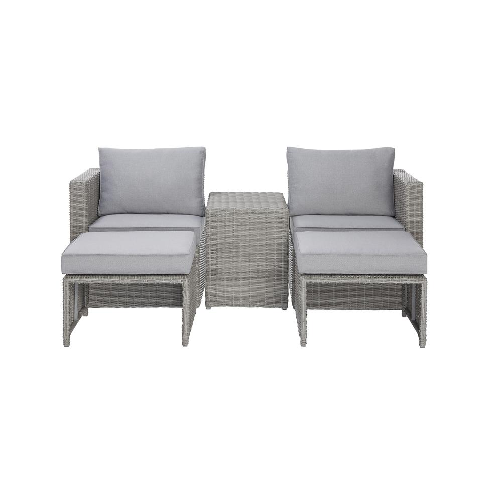 Malibu 5 Piece Outdoor Seating Set, Gray. Picture 3