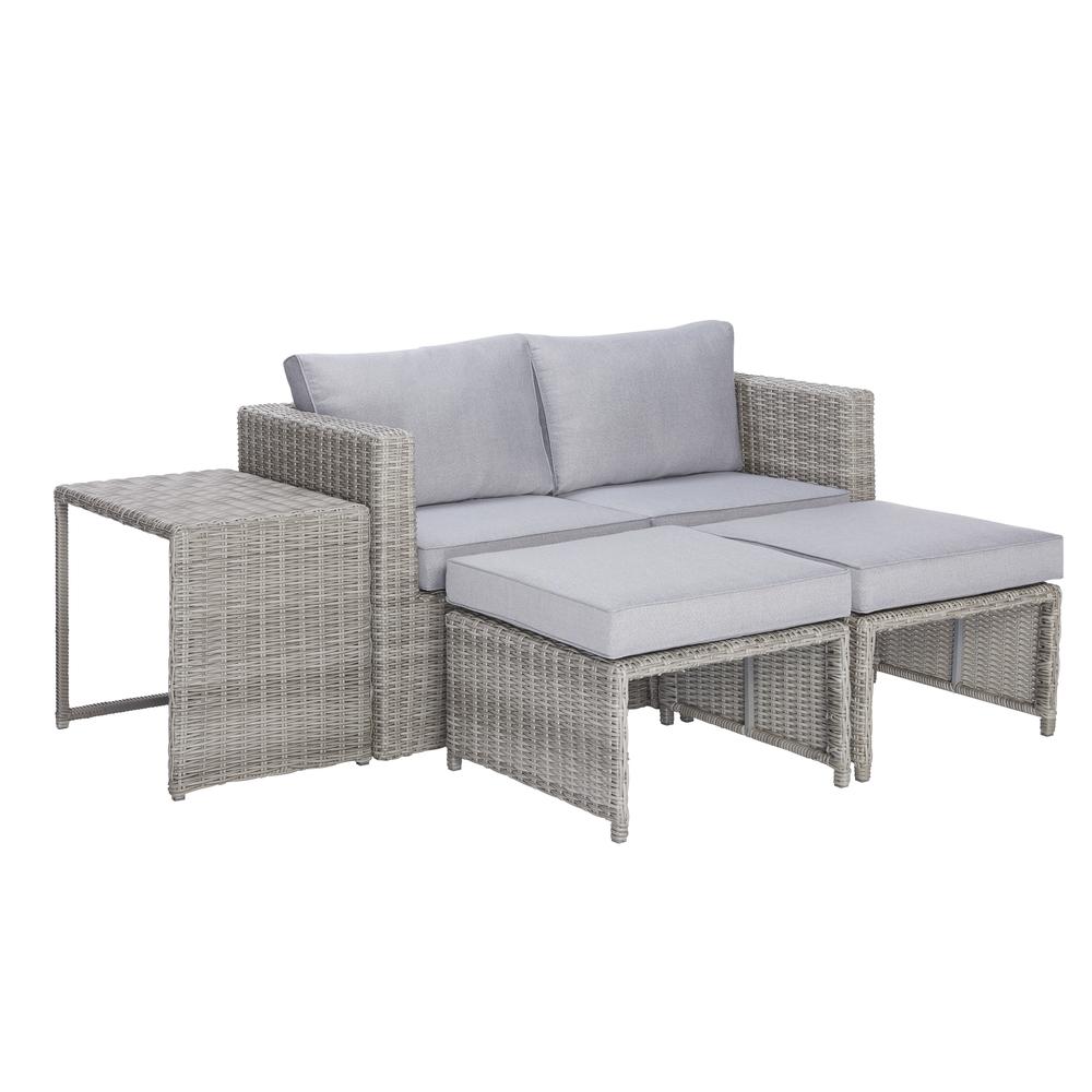 Malibu 5 Piece Outdoor Seating Set, Gray. Picture 2