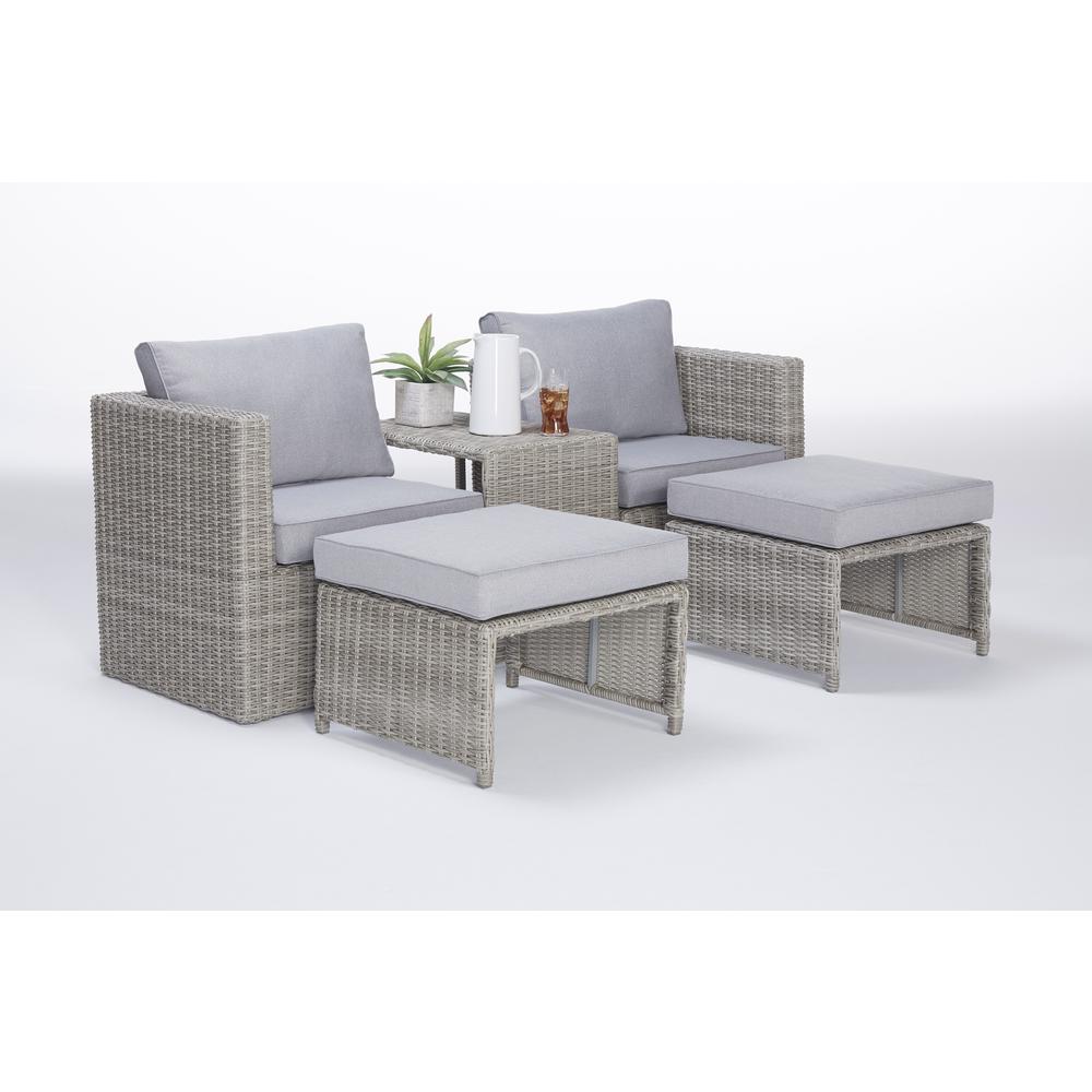 Malibu 5 Piece Outdoor Seating Set, Gray. Picture 5