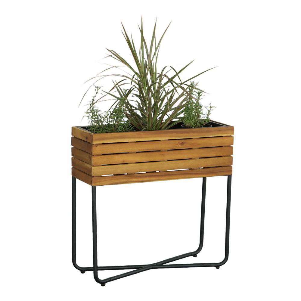Rect Planter W/ Metal Legs, Natural. Picture 2