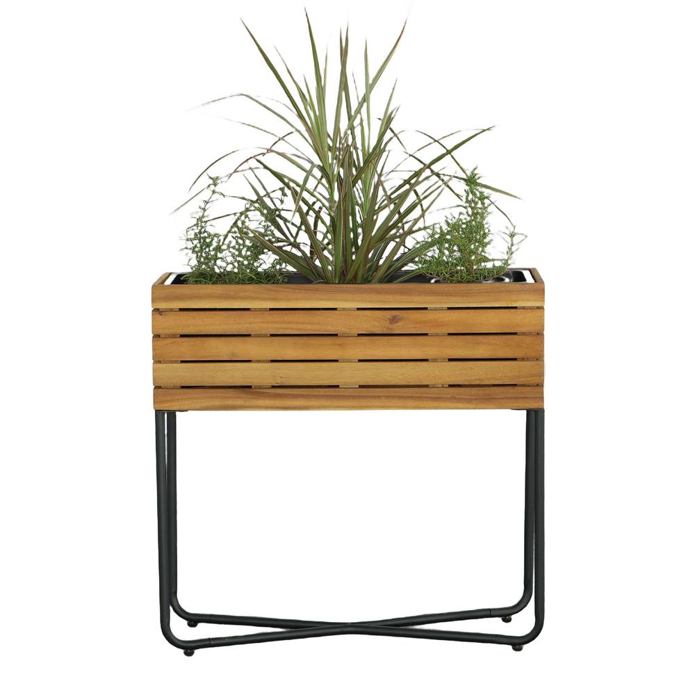 Rect Planter W/ Metal Legs, Natural. Picture 3