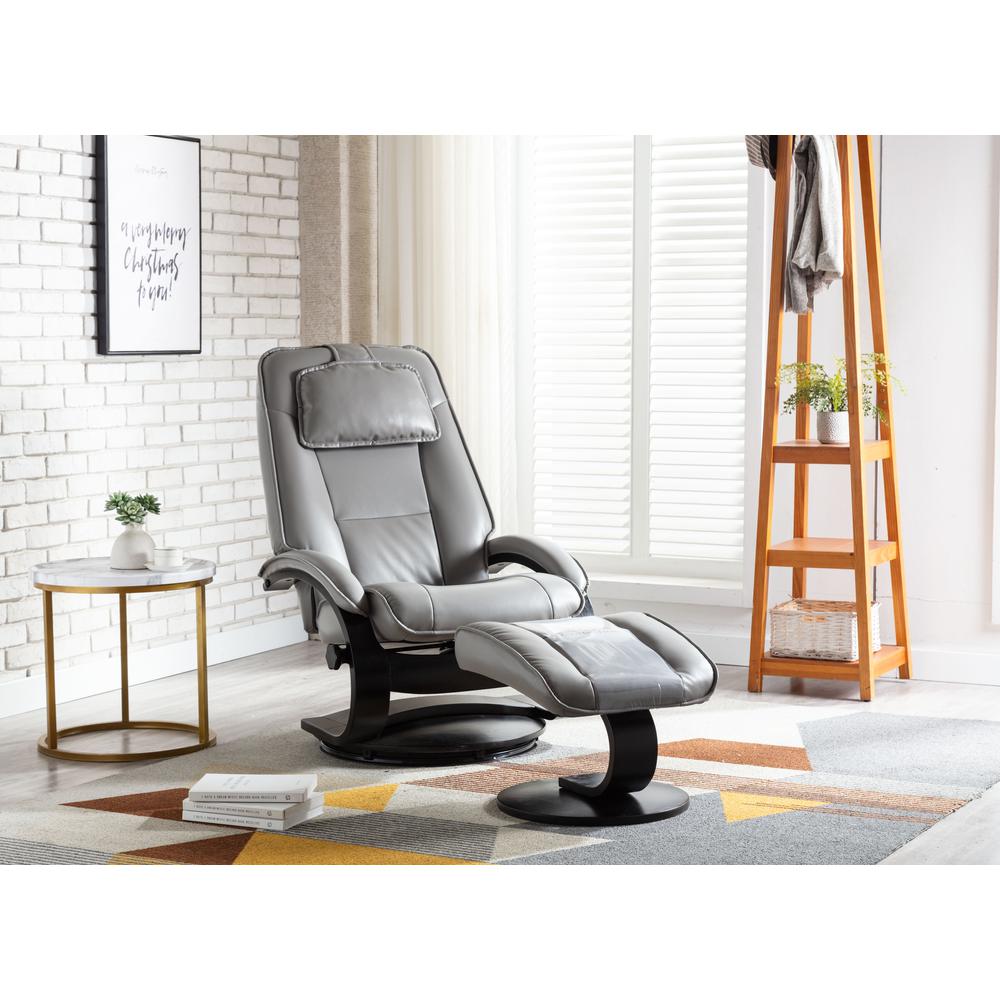 Relax-R™ Brampton Recliner and Ottoman in Steel Air Leather. Picture 7
